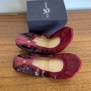 Yosi Samra Oxidized Brick Glitter Ballet Flats